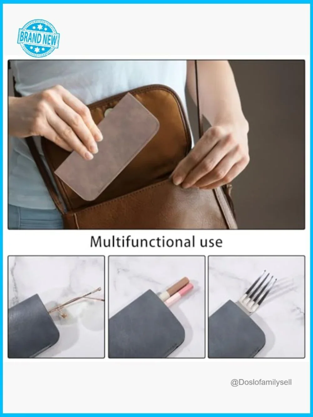 Soft PU Leather Glasses Case Set Classic Minimal Travel Essential Eyewear Pouch